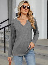 Load image into Gallery viewer, Notched Long Sleeve Top (multiple color options)
