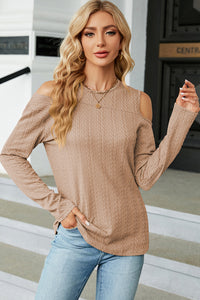 Round Neck Cold Shoulder T-Shirt (multiple color options)