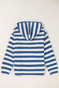 Drawstring Striped Long Sleeve Hooded Sweater (2 color options)