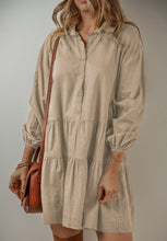 Load image into Gallery viewer, Tiered Collared Neck Balloon Sleeve Shirt Dress (2 color options)
