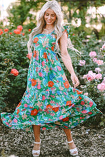 Load image into Gallery viewer, Tiered Ruffled Printed Sleeveless Dress
