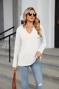 Notched Long Sleeve Top (multiple color options)