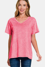 Load image into Gallery viewer, Washed Short Sleeve V-Neck T-Shirt in Strawberry
