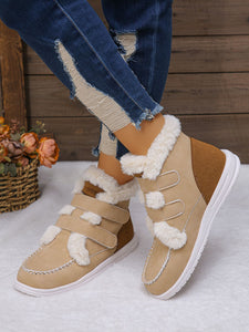 Faux Fur Round Toe Flat Boots (multiple color options)