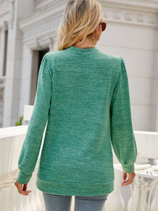 Heathered V-Neck Long Sleeve Top  (multiple color options)