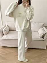 Load image into Gallery viewer, Pocketed Round Neck Button Up Cardigan and Pants Sweater Set (multiple color options)
