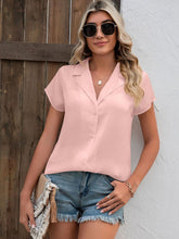 Load image into Gallery viewer, Button Up Collared Neck Short Sleeve Top (multiple color options)
