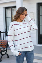 Load image into Gallery viewer, Striped Round Neck Long Sleeve Sweater (multiple color options)
