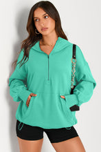 Load image into Gallery viewer, Pocketed Half Zip Long Sleeve Hoodie (multiple color options)
