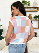 Load image into Gallery viewer, Color Block Round Neck Cap Sleeve Knit Top (multiple color options)
