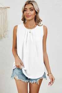 Ruched Round Neck Tank (multiple color options)