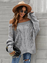 Load image into Gallery viewer, Cable Knit Openwork Off-Shoulder Sweater (multiple color options)
