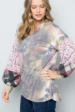 Load image into Gallery viewer, Tie-Dye V-Neck Printed Sleeve Blouse
