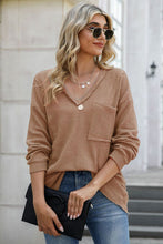 Load image into Gallery viewer, Exposed Seam V-Neck Long Sleeve Top (multiple color options)
