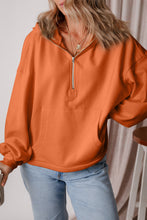 Load image into Gallery viewer, Pocketed Half Zip Dropped Shoulder Hoodie (multiple color options)
