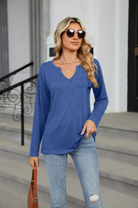 Notched Long Sleeve Top (multiple color options)