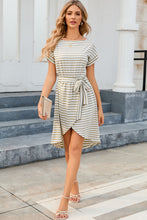 Load image into Gallery viewer, Tied Striped Cap Sleeve Dress
