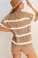 Load image into Gallery viewer, Striped Round Neck Short Sleeve Sweater
