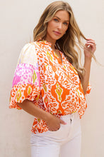 Load image into Gallery viewer, Printed Notched Half Sleeve Blouse
