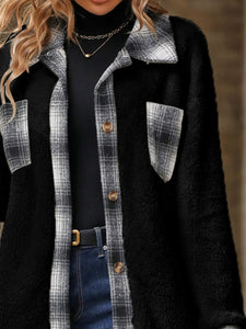 Plaid Contrast Dropped Shoulder Coat (multiple color options)