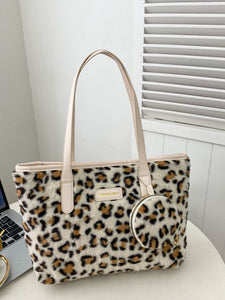 Leopard Faux Fur Tote Bag with Coin Purse (2 color options)