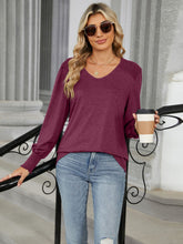 Load image into Gallery viewer, V-Neck Lantern Sleeve Top (multiple color options)
