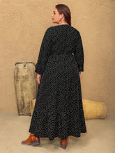 Load image into Gallery viewer, Embroidered Polka Dot Notched Long Sleeve Dress
