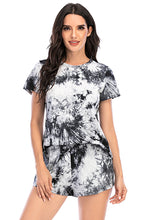 Load image into Gallery viewer, Tie-Dye Round Neck Short Sleeve Top and Shorts Lounge Set  (multiple color options)
