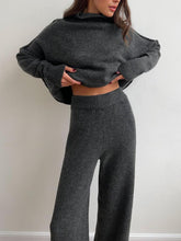 Load image into Gallery viewer, Slit Turtleneck Long Sleeve Top and Pants Sweater Set (multiple color options)
