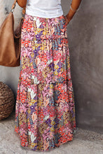 Load image into Gallery viewer, Color Me Wonderful Floral Frill Trim Tiered Maxi Skirt

