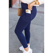 Load image into Gallery viewer, Navy Full-Length with Pocket Leggings - Luxe by Julia Rose®
