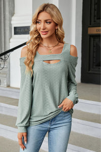 Cold Shoulder Square Neck Cutout Blouse (multiple color options)