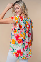 Load image into Gallery viewer, Short Sleeve Floral Woven Top
