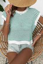 Load image into Gallery viewer, Striped Round Neck Cap Sleeve Sweater (multiple color options)
