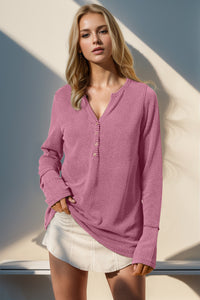 Notched Thumbhole Long Sleeve Top (multiple color options)