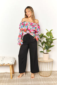Feeling Fun Floral Off-Shoulder Flounce Sleeve Layered Blouse