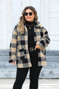 Plaid Button Up Long Sleeve Coat