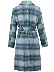 Plaid Tie Waist Long Sleeve Coat (multiple color options)