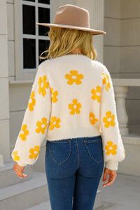 Floral Open Front Fuzzy Cardigan (multiple color options)