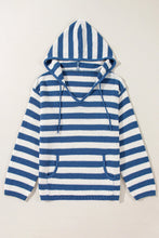 Load image into Gallery viewer, Drawstring Striped Long Sleeve Hooded Sweater (2 color options)
