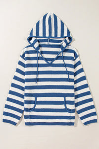 Drawstring Striped Long Sleeve Hooded Sweater (2 color options)