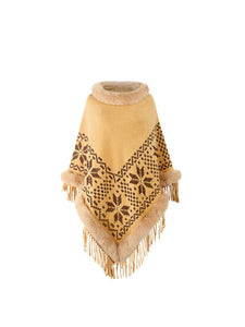 Fringe Geometric Cape Sleeve Poncho (multiple color options)