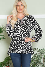 Load image into Gallery viewer, Leopard V-Neck Long Sleeve Blouse
