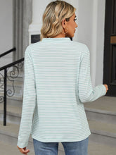 Load image into Gallery viewer, Striped Notched Long Sleeve Top (multiple color options)
