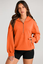 Load image into Gallery viewer, Pocketed Half Zip Long Sleeve Hoodie (multiple color options)
