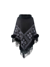 Load image into Gallery viewer, Fringe Geometric Cape Sleeve Poncho (multiple color options)
