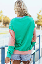 Load image into Gallery viewer, Color Block Round Neck Long Sleeve Sweatshirt (multiple color options)
