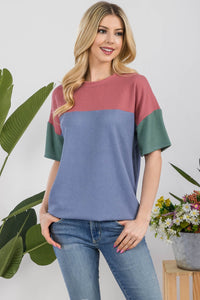 Ribbed Color Block T-Shirt (multiple color options)