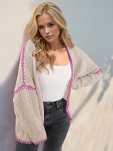 Load image into Gallery viewer, Contrast Open Front Dropped Shoulder Cardigan (multiple color options)
