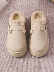 Thermal Fuzzy Buckle Platform Slippers (multiple color options)